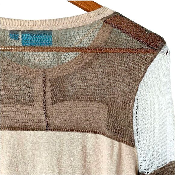 Simply Vera by Vera Wang Sheer Knit Colorblock Cardigan Button-Up Sweater Sz XL - Picture 13 of 14